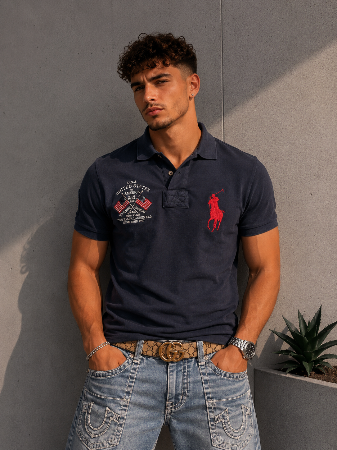 Ralph Lauren USA Big Pony Polo T-Shirt (L)