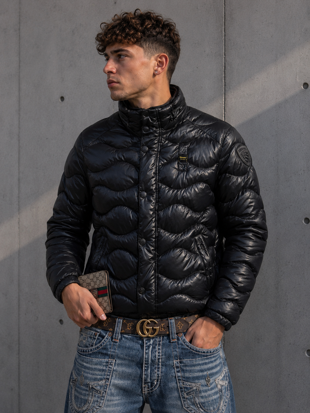 Blauer Wolken Pufferjacke (S)