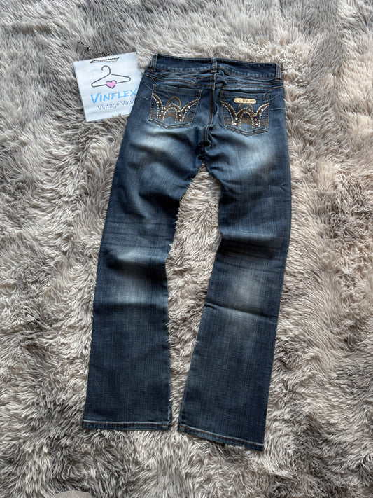 Y2K Style Printed Jeans (S-M)