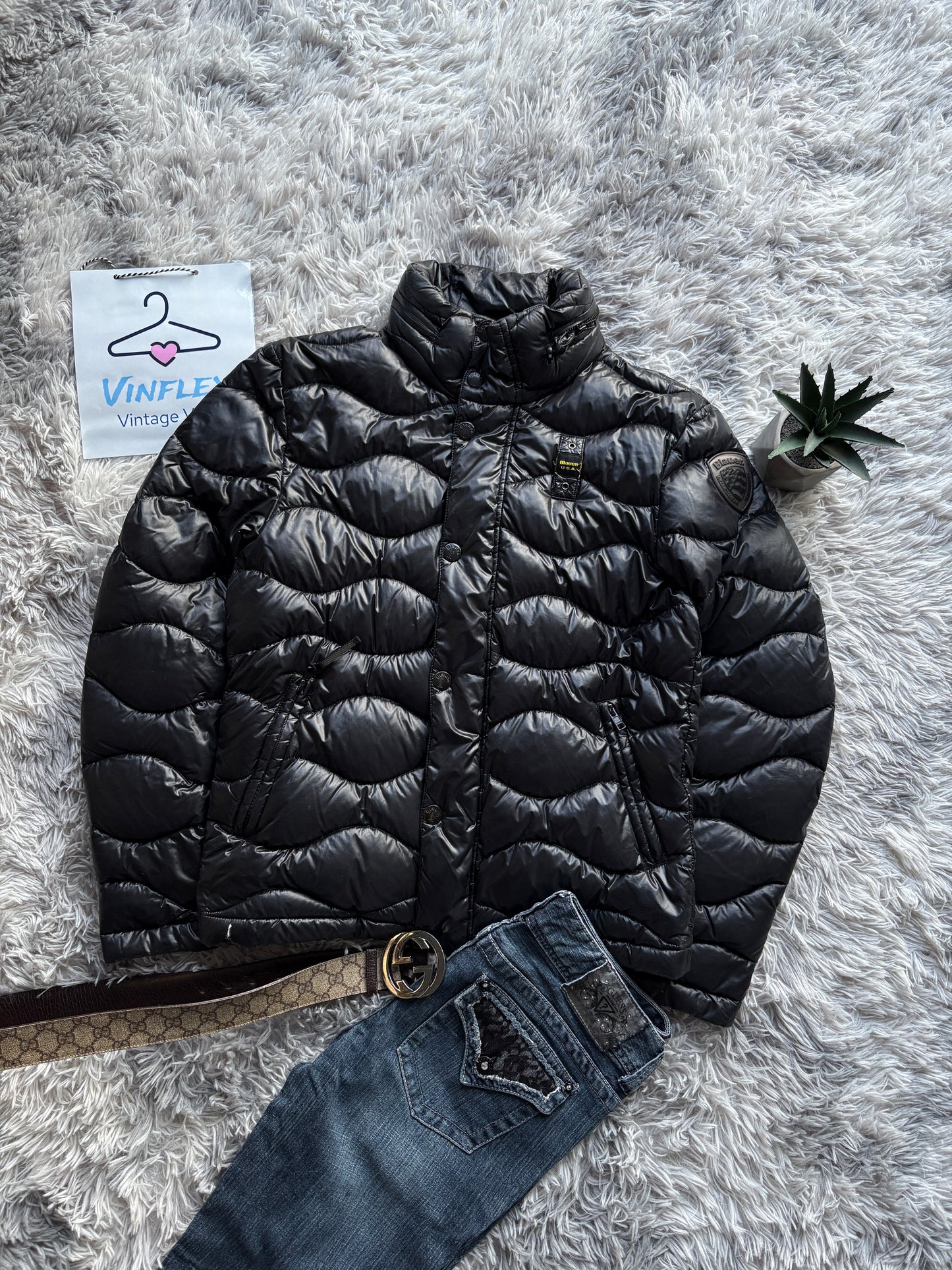 Blauer Wolken Pufferjacke (S)
