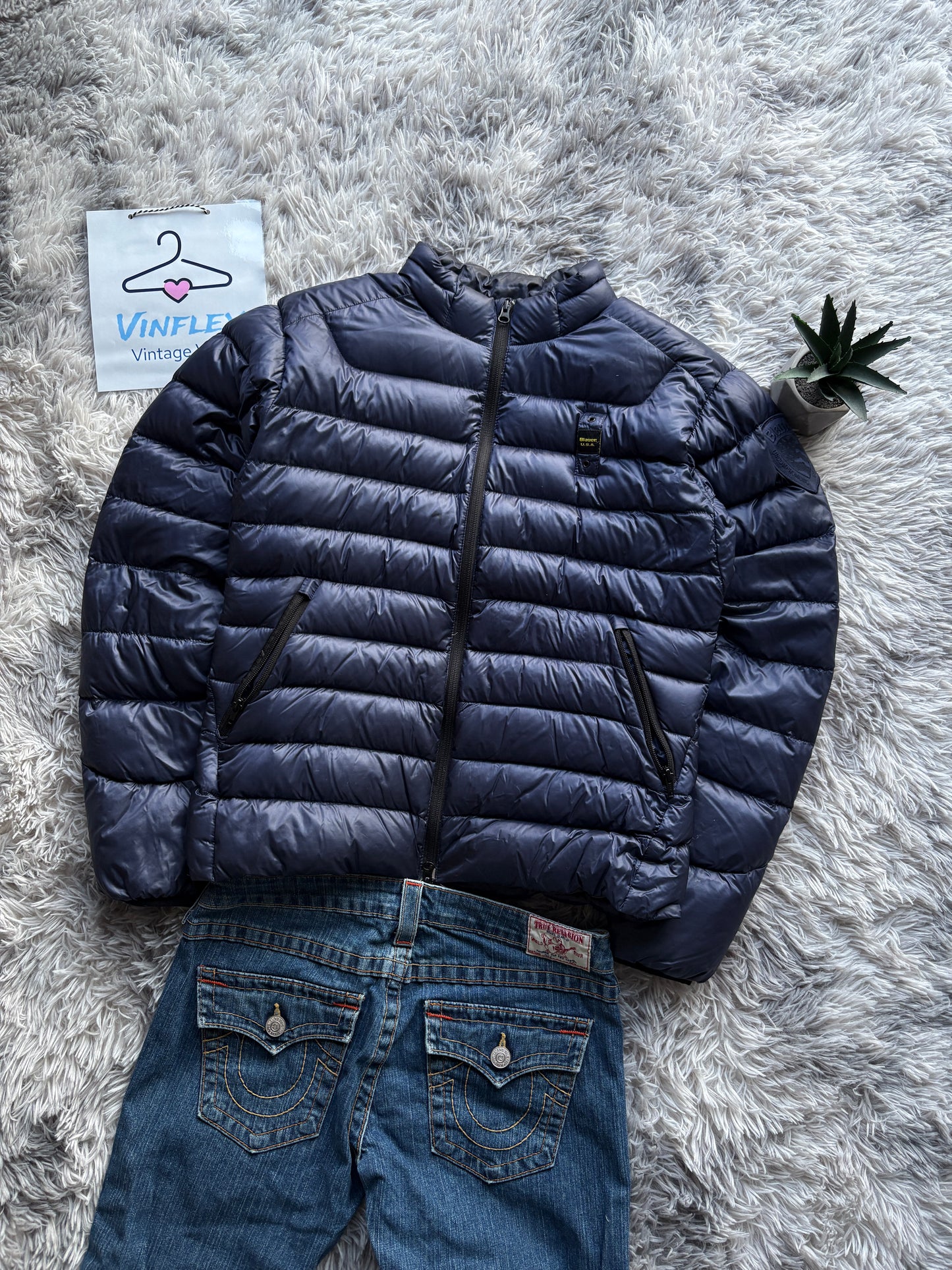 Blauer Pufferjacke (S-M)